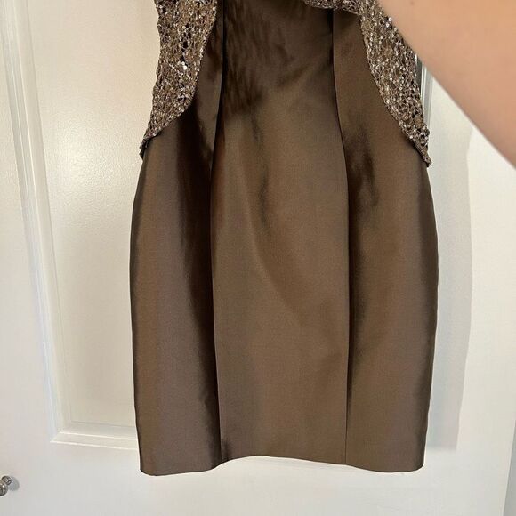 Kay Unger NWT Light Brown Strapless Sequence Mini Dress - Picture 2 of 7